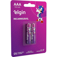 Imagem da oferta Pilha recarregável AAA 900MAH Elgin com 2 unidades Palito