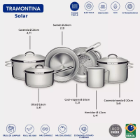 Imagem da oferta Jogo Panelas Tramontina Solar Inox 6pç Indução Fundo Triplo