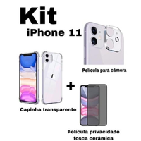 Imagem da oferta Kit para Iphone 11 - Capa Transparente + Película Fosca Privacidade + Película de Câmera