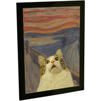 Imagem da oferta Quadro Decorativo A4 Gato Pintura O Grito Engraçado Shorthair