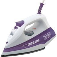 Imagem da oferta Black Decker Ferro de Passar Roupa com Vaporizador Base Antiaderente Branco e Roxo Modelo FX1000 127V