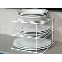 Imagem da oferta Organizador De Pratos Divisor 3 Níveis Rack Aramado Cozinha Cor Branco