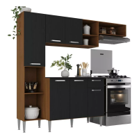 Imagem da oferta Armário De Cozinha Compacta Smart Multimóveis Mp2220 Cor Madeirado/Preto