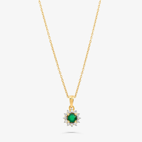 Imagem da oferta Colar Floral com Topázio e Ágata Verde em Prata 925 com Banho de Ouro Amarelo 18k