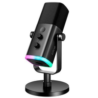 Imagem da oferta Microfone Dinâmico Gamer Fifine Ampligame RGB Cardióide USB-C Anti-Ruído Para Streaming Preto - AM8