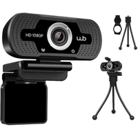 Imagem da oferta Webcam USB Full HD 1080P WB com Microfone Ângulo 110° e Tripé