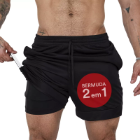 Imagem da oferta Bermuda 2 Em 1 Short Duplo Esportivo Com Bolso Academia Run