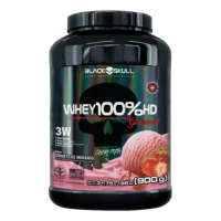 Imagem da oferta Suplemento Whey 100% Hd Gourmet 900g Pote Black Skull Sabor Sorvete De Morango