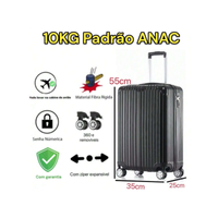 Imagem da oferta Mala De Viagem De Bordo Bagagens Abs Com Rodinhas 360º Cadeado Numérica 10Kg Padrão Anac Top