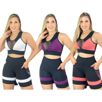 Imagem da oferta Kit 3 Conjuntos Academia Short e Top Treino Caminhada Fit