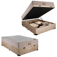 Imagem da oferta Cama Box Baú Casal Suede Bipartido + Colchão Ortobom Airtech Molas Ensacadas 138x188x69 Bege