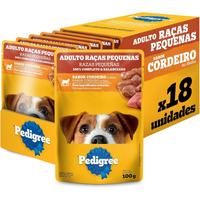 Imagem da oferta 5 Packs de Ração Úmida Pedigree Sachê Cordeiro ao Molho para Cães Adultos de Raças Pequenas 100 g - 18 unidades