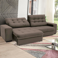 Imagem da oferta Sofá 4 Lugares Linoforte Benetton com Assento Retrátil Encosto Reclinável e Revestido em Tecido Suede - 229cm de larg