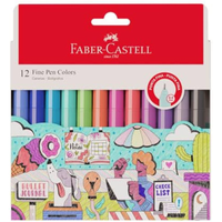 Imagem da oferta Caneta Ponta Fina Faber-Castell Fine Pen Colors 12 Cores