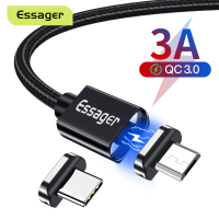 Imagem da oferta Essager-micro usb tipo de cabo c 3a para o telefone móvel cabo de carregamento rápido magnético para samsung s20 xia