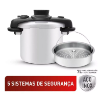 Imagem da oferta Panela De Pressão 7l Tefal Opti'space Inox Com Fundo Triplo