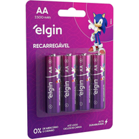 Imagem da oferta Pilha recarregável AA 2500Mah Elgin com 4 unidades Comum