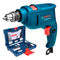 Imagem da oferta Furadeira de Impacto 10mm Bosch Gsb 450 RE 450W 110v e Kit X-line 41 Peças em Caixa De Papelão