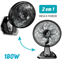 Imagem da oferta Ventilador Silencioso Mesa Parede Flow Turbo 180w 8 Pás 3 Velocidade Wap