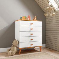 Imagem da oferta Cômoda Infantil Bartira Ternura com 5 Gavetas - 708cm de largura - Branco Wood