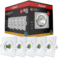 Imagem da oferta Kit Spot LED 5 unidades 5W Luz amarela 3000K Embutir Quadrado Bivolt Avant