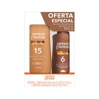 Imagem da oferta Protetor Solar Com Cor Fps15 110ml + Oleo Bronzeador Em Spray Fps6 110ml Cenoura E Bronze Especial