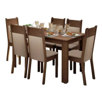 Imagem da oferta Sala De Jantar Madesa Jaíne Mesa Tampo De Madeira 6 Cadeiras Cor Rustic/Crema/Pérola 044905ZXTPER