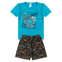 Imagem da oferta Pijama Infantil Masculino Brilha No Escuro kappes Azul - Moda Feminina e Masculina Itens para Casa e Mais l