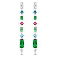 Imagem da oferta Brinco Life Coloré Prata Cristal Verde Rosa e Azul