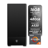 Imagem da oferta Computador Gamer AMD Ryzen 5 4600G 16GB (2x8GB) SSD 480GB Radeon Vega 7 CertoX Stream 1046