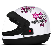 Imagem da oferta Pro Tork Capacete Sport Moto For Girls 56 Branco/Rosa