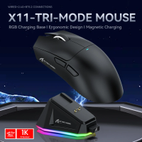 Imagem da oferta (Moedas) Mouse Wireless Attack Shark X11 Sem Fio com Dock de Carregamento PAW3311 3 Conexões