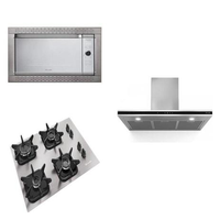 Imagem da oferta Conjunto Forno Decorato 44 Litros Cooktop 4 Bocas Aluminio Escovado Mcg4bk + Coifa Parede Plana 90cm