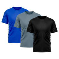 Imagem da oferta Kit 3 Camiseta Masculina Dry Proteção Solar UV Básica Lisa Treino Academia Camisa Camisetas - Preto+Azul