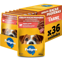 Imagem da oferta Pack de Ração Úmida Pedigree Sachê Carne ao Molho para Cães Adultos de Raças Pequenas - 36 sachês de 100g