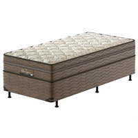 Imagem da oferta Cama Box Solteiro Probel Óregon com Euro Pillow e Molas Prolastic 62x88x188 cm - Bege/Marrom