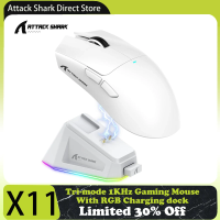 Imagem da oferta Mouse Attack Shark X11 Sem Fio com Dock de Carregamento PAW3311 3 Conexões