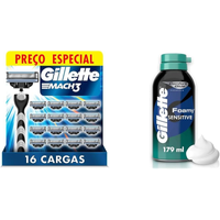 Imagem da oferta Combo Gillette Mach3 - Carga para Aparelho de Barbear Leve 8 Pague 6 + Espuma de Barbear Gillette Foamy Sensitive 175g