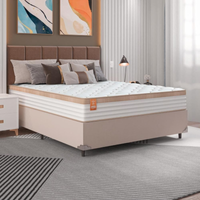 Imagem da oferta Cama Box Casal Colchão Molas Ensacadas Real 138x188x65cm Branco / Bege - Suporta até 130Kg Por Pessoa