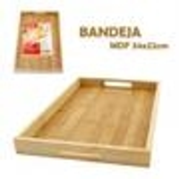 Imagem da oferta Bandeja Bambu Cafe Manhã Decorativa Retangular Pinus e MDF - BS7 COMPROU