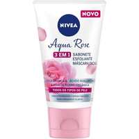 Imagem da oferta Sabonete Esfoliante e Máscara Facial NIVEA Aqua Rose 3 em 1 - 150ml