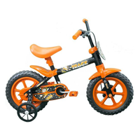 Imagem da oferta Bicicleta Infantil Aro 12 Track & Bikes Arco Iris Preto e Laranja com Rodinhas