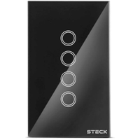 Imagem da oferta Steck Interruptor Inteligente 4×2 Touch Wi-Fi Steck Ambiente Conectado 4 Módulos Bivolt Preto