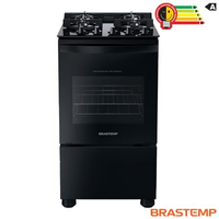 Imagem da oferta Fogão de Piso Brastemp de 04 Piso com Mesa de Vidro e Dupla Chama Preto - BFO4XAE