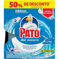 Imagem da oferta Pato Desodorizador Gel Adesivo 2 Refis Marine Limpeza Banheiro Vaso Sanitário Limpo e Perfumado 12 Discos