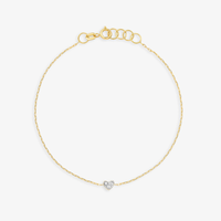 Imagem da oferta Pulseira Coração com Diamante em Ouro Amarelo 18k - 18 cm