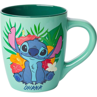 Imagem da oferta Caneca de Cerâmica Silver Buffalo Lilo And Stitch Curvada Jumbo Tropical Ohana Sentada - 740ml