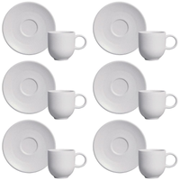 Imagem da oferta Conjunto com 6 Xícaras e Pires para Café Porto Brasil Coup Vit em Stoneware Cinza - 97 ml