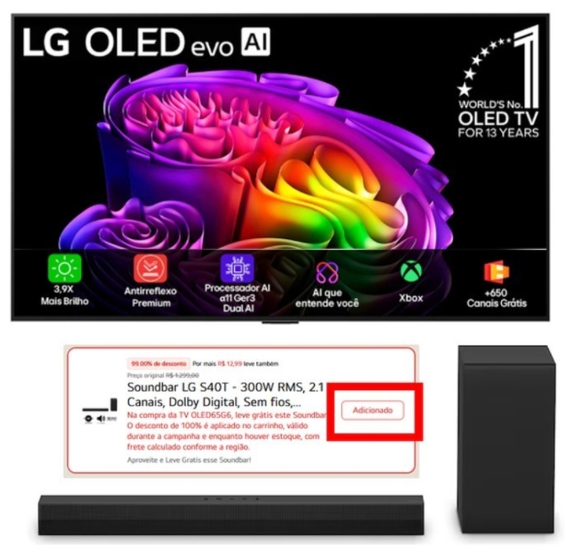Smart TV LG OLED evo AI 4K G6 65 polegadas 2026