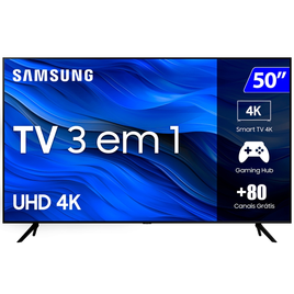 Imagem da oferta Smart TV 50" Samsung UHD 4K 3 HDMI 1 USB Bluetooth Wi-Fi Gaming Hub Tela sem limites Alexa built in - UN50CU7700GXZD